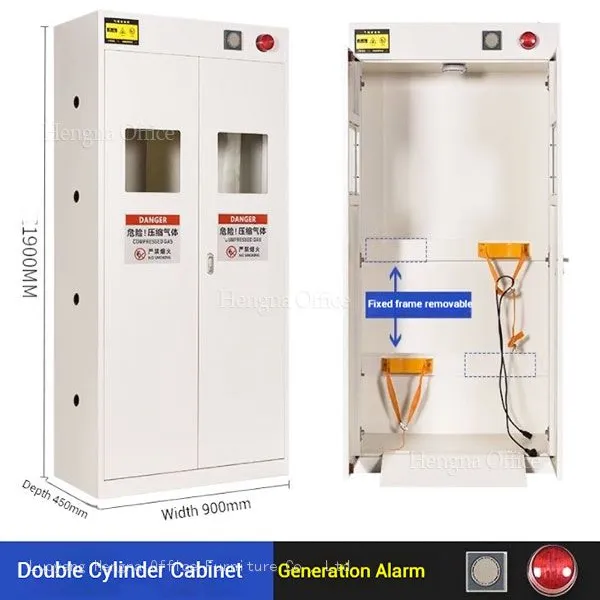 Smart Gas Cylinder Safety Cabinet for Boston Biotech Labs, Double Bottle Storage With 5s Auto-Exhaust & LCD Panel, High Precision Lab Guard