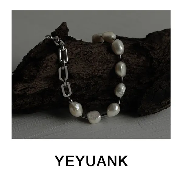 Silver Color Chain Splicing Pearl Bracelet for Women Simple Korean Irregular Imitation Pearl Bracelet Jewelry Birthday Gift photo-2