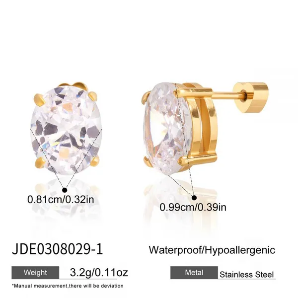 Gold Plated Stainless Steel Stud Earrings for Women Cubic Zirconia Diamond Earrings Hypoallergenic Waterproof Jewelry Set photo-2
