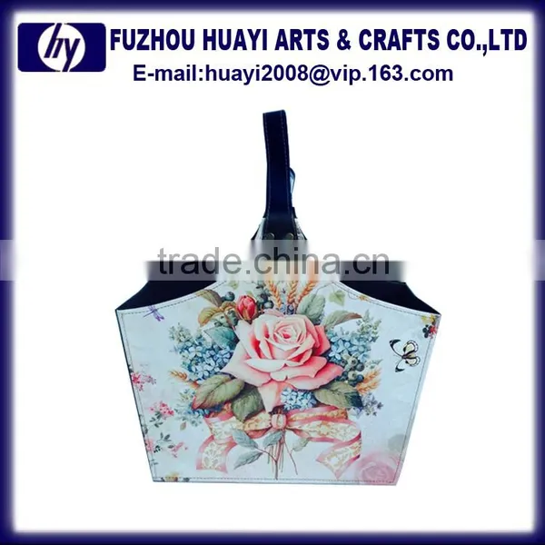 High Quality PU Leather Gift Wicker Basket Storage Hanging Basket photo-6