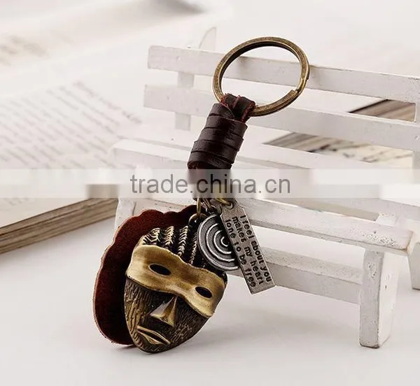 Factory Direcet Sale Exaggrate Punk Mask Pendant Keychain Real Leather Keychain photo-5