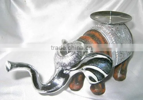 Polyresin Elephant With Candle Stick