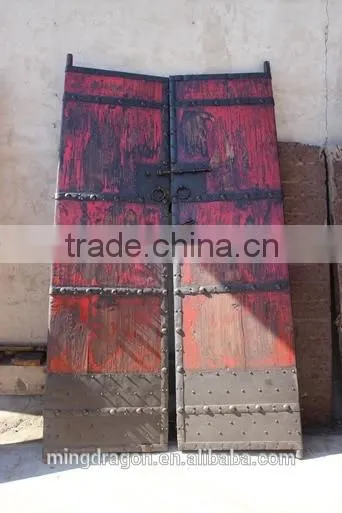 Vintage Antique Shanxi Recycle Old Elm Wood Inlaid Garden Door photo-4