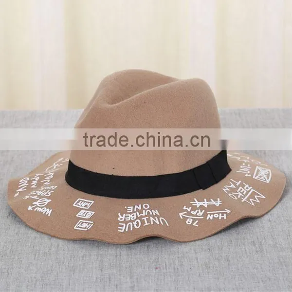 New Wholesale Fashion Imtation Wool Fedoras Hat With Ribbon for Adult photo-3