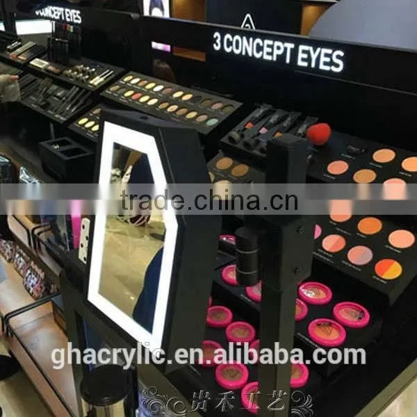 Customized 3ce Cosmetic Display,black Organic Glass Makeup Display Stand photo-3