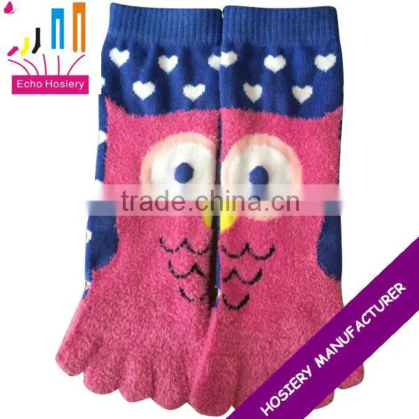 Women Fashion Five Toe Socks With Owl Pattern