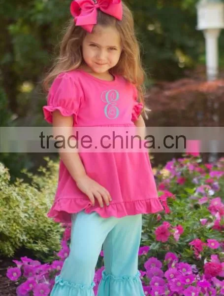 Beautiful Baby Long Sleeve Top Childs Blank White t Shirt Ruffles With Ruffle Pant Set photo-6