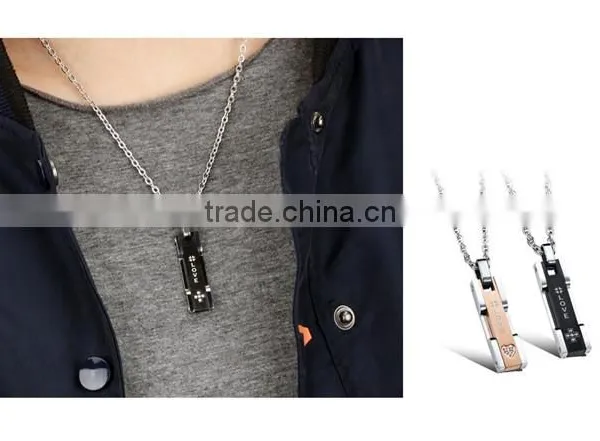 Black Plated Jewellery 316L Stainless Steel Inlaid Zircon Pendant Man photo-6