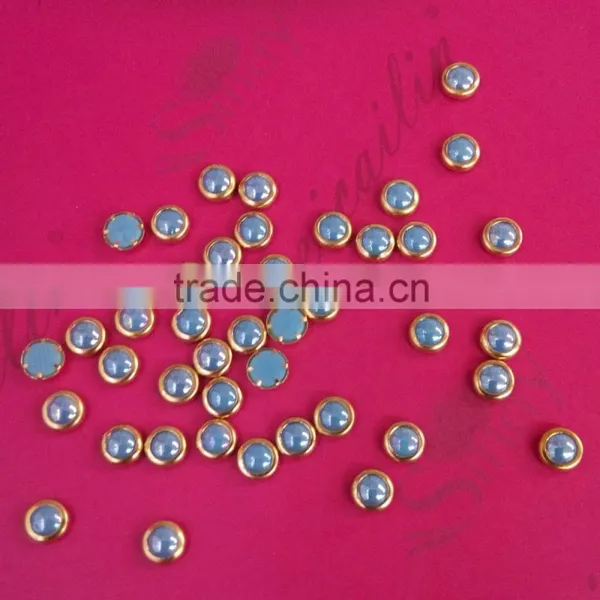 500pcs New Design Ceramic Gems Stone Nail Jewelry With Gold Metal Ring 3mm, 4mm photo-3