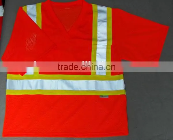 Hot Selling 2016 Safety Reflective Shirt Breathable Working Cloth Mesh Fabric SAFETY T-shirt With POcket photo-3