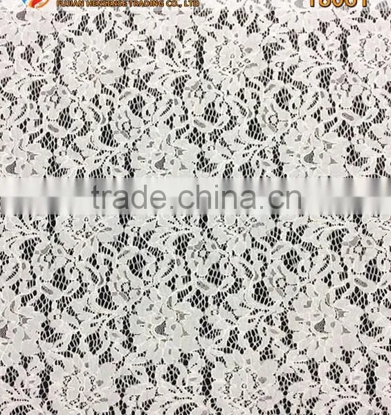 High Quality Nylon/Cotton White Eyelash Lace Knitted Fabric T8061 photo-2