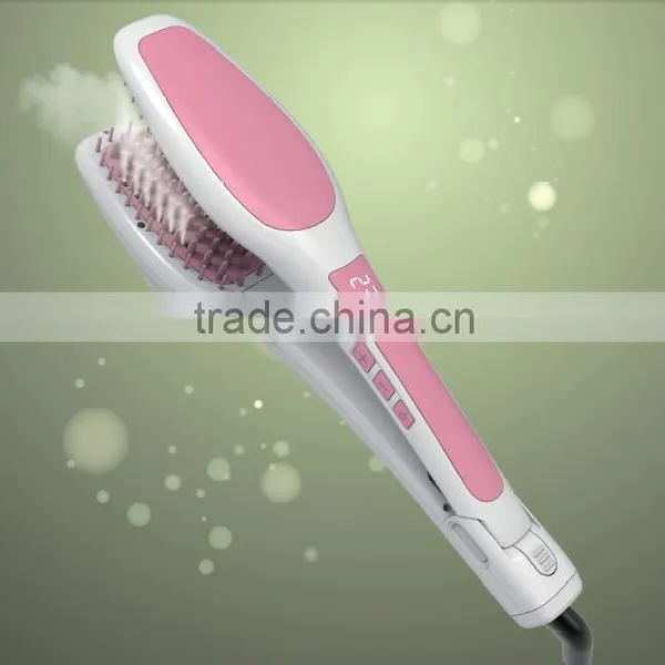 New Arrival Profeesional Electric Hot Air Brush Digital LCD Brush Steam Hair Straightener photo-4