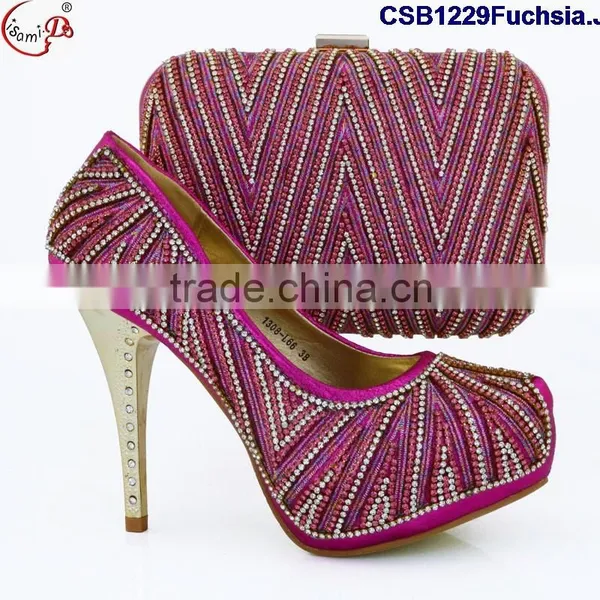 CSB1229 New Design Wholesale Price Shoes Matching Bags for Women, Gold Shoes and Bags photo-4