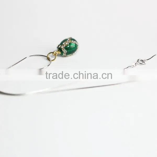 Customized Metal Green Enamel Pendant Crystal Stone photo-5