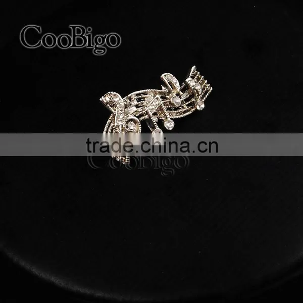 Fashion Jewelry Charming Rhinestone Musical Note Cuff-Link Silver Unisex Party Wedding Gift Promotion Apparel Accessories photo-3