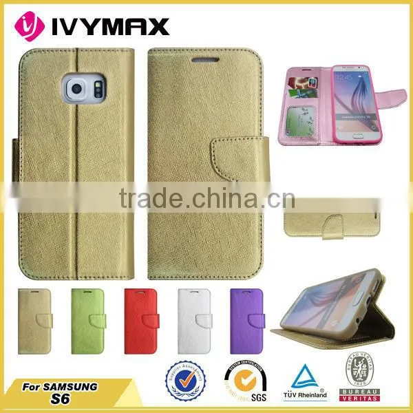 Classic Leather Wallet Case for Samsung Galaxy S6 Flip Case photo-3