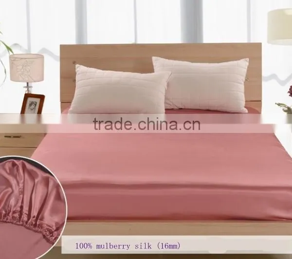 Luxury Solid Color 100% Silk Bed Fitted Sheet, Can Customized photo-4