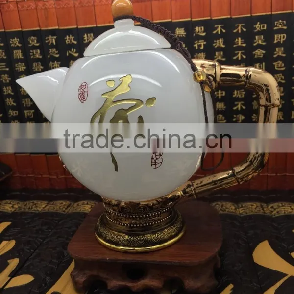 Jade Spout White Glass Teapot photo-6