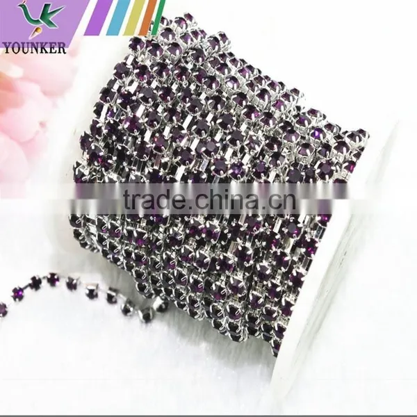 15 FEET 1 Yard SS16 4mm Aquamarine/Light Blue Crystal Siver Plated Rhinestone Chain Trims Cup Chain Wedding Garments Decoration photo-3