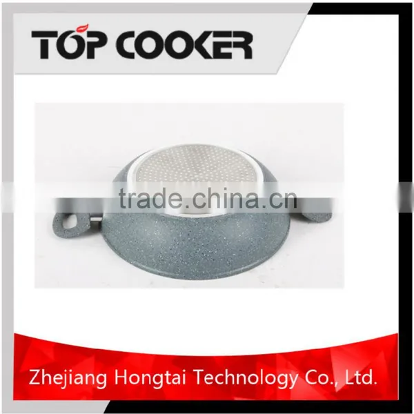 Forged Aluminum Chinese Marble Coating Wok Pan With Lid photo-3