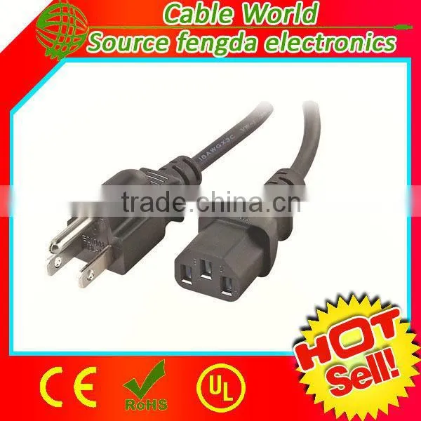 US AC Power Cord NEMA 5-15P to IEC C13 Power Cable 125V 10A photo-6