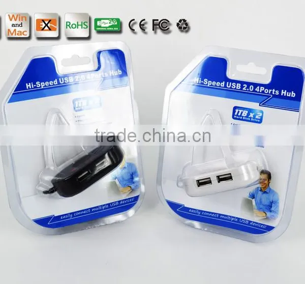 High Quality Blue Led Mini 4 Port HUB High Speed USB 2.0 Splitter Adapter Hub With Cable For Macbook PC Laptop photo-5