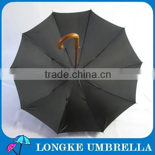 23" *10K High Quality Pongee Fabric Fiberglass Ribs Auto Open Wooden Umbrella photo-2