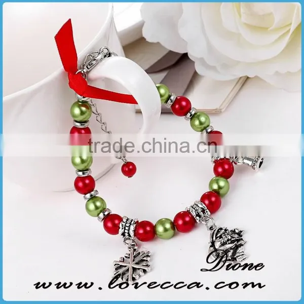 Adjustable Size Christmas Gifts Colorful Beads With Charms Bell Snowman Snowflake Bracelet photo-5