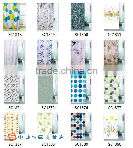 Grey Color Polyester Print Fabric Bathroom Shower Curtain Panel photo-3