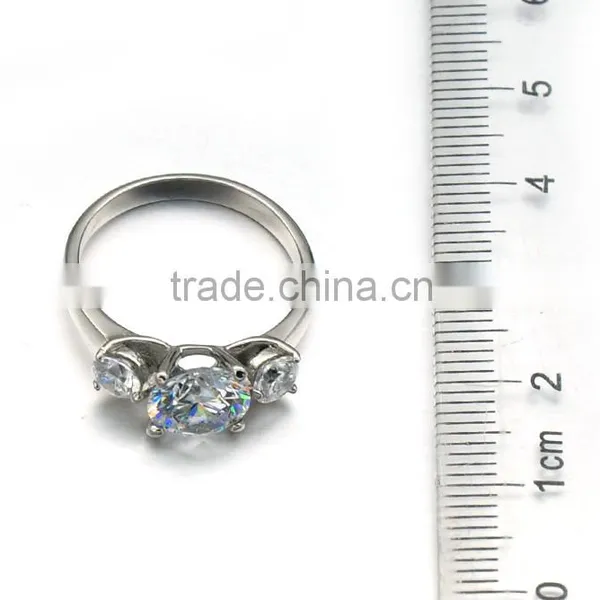 Fashion Women Stainless Steel Jewelry Stone Shiny Big Zircon Rings Silver Wedding Band photo-3
