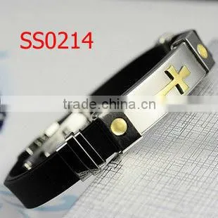 2012 Hot Sell Cheap Fashion 316 L Stainless Steel Magnetic Bracelet Silicone