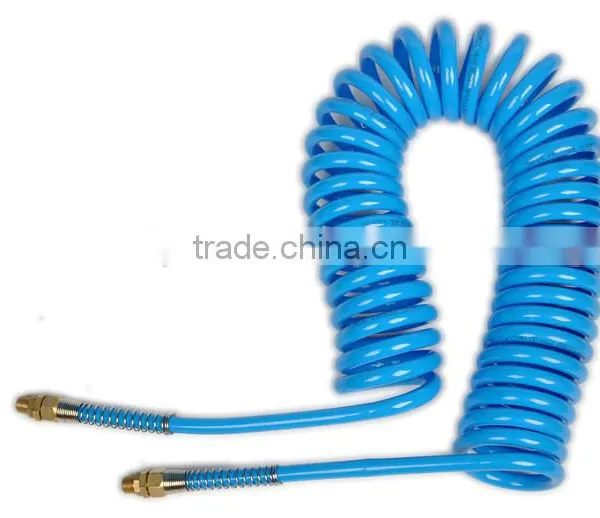 BLue Polyurethane Spiral Tube, PU Coil Hose With Brass Ends&Tail(6.5*10mm*6m),Pneumatic Fitting photo-2