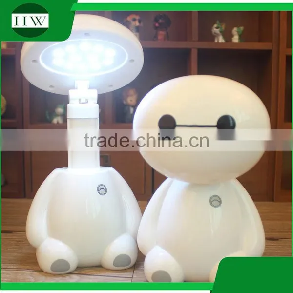 Small Plastic Cartoon Baymax Usb Charging Charge Foldable Collapsible Folding Telescopic Led Reading Desk Table Night Lamp Light photo-2