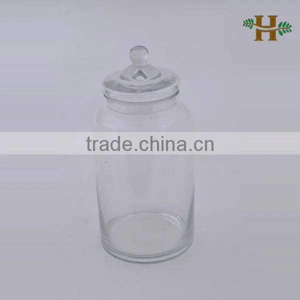 Handmade Mouth Blowing Clear Glass Jar With Lid
