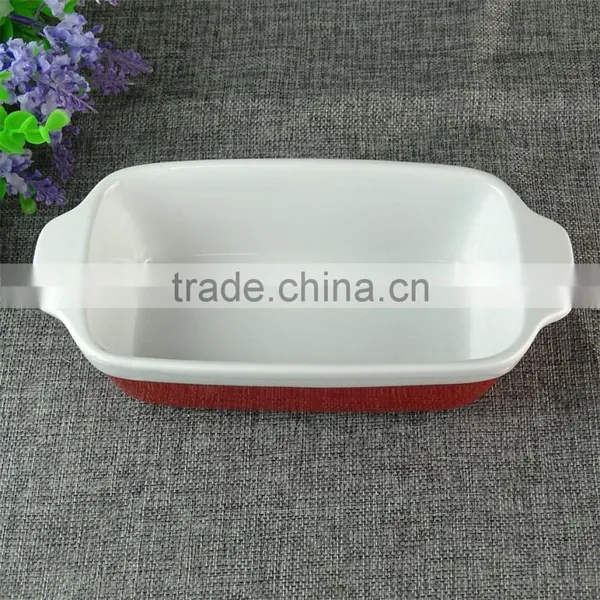Stocked Cheap Glazed Ceramic Baking Plate Two-tone Bakeware for Restaurant and Home Use in Good Quality photo-2