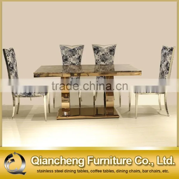 Marble Top Dining Table With Strong Rose Golden Base photo-3