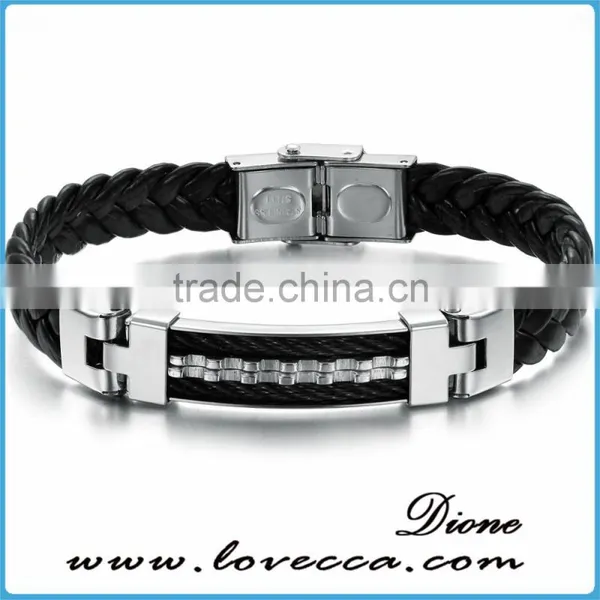 Jewelry Handmade PU Braided Leather Handcuff Charm Bracelet For Men photo-2