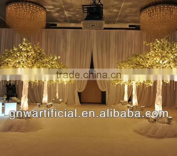 GNW 9ft Artifiical Tree for Indoor Weddings Decoratior White Cherry Blossom Tree Wooden Trunk photo-5