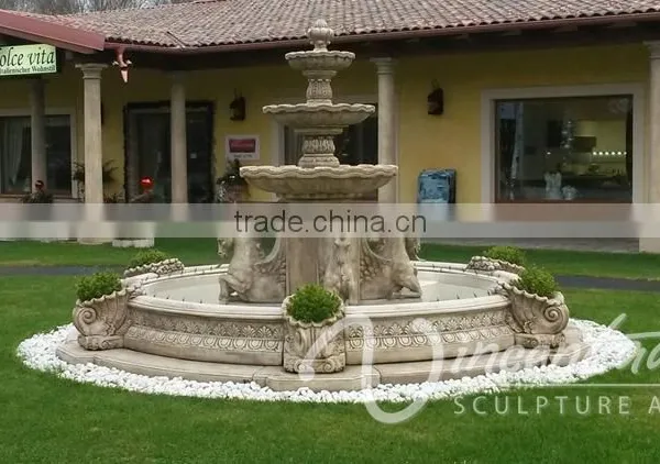 Outdoor Garden Decoration Stone Carving Marble Horse Water Fountain photo-3