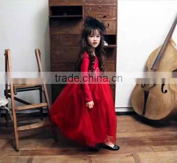 2015 New Autumn Vintage Baby Girl Christmas Dress Lace Children Clothes Girls Birthday Party Formal Occasion Dresses Long Sleeve photo-4