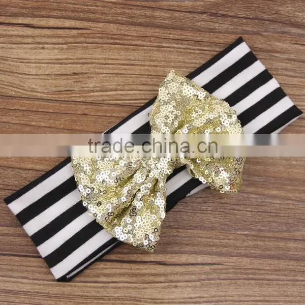 Wholesale Baby Stretch Hair Headband Blue Fancy Sequin Bowknot Headband For Girls Headband Pretty Princess Hair Hands photo-2
