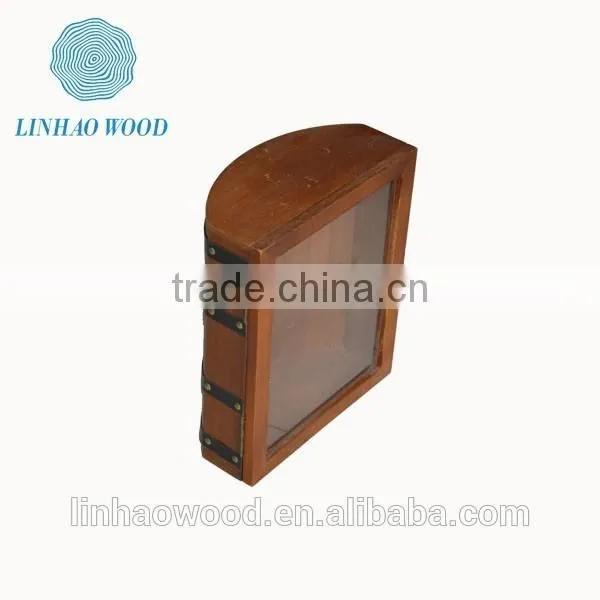 Wood Wine Glass Display Box With Glass Lids
