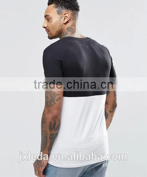 Customize Men Longline Muscle Slim Fit Contrast Color Blank T-shirt photo-2