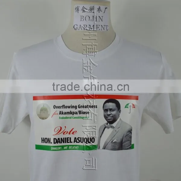 White Color 100% Cotton Printed Face Cheap Election Tshirt photo-3