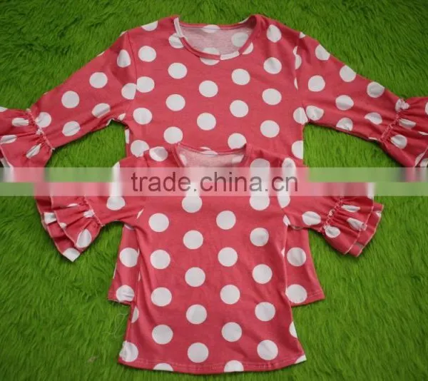 Bokun Factory Custom Made Women Clothing Polka Dots Pattern Blouse Mom and me Summer Shirts photo-4