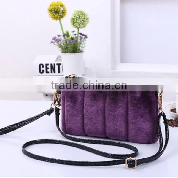 Women Fashion Faux Rex Rabbit Fur Latest Design Clutch Bags photo-6
