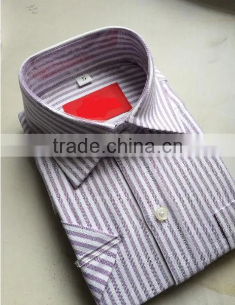 Latest Design Custom Boys Purple White Stripes Oxford Dress Shirt photo-2