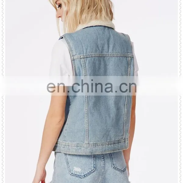 Hot Sale Unique Design Sleeveless Jean Jackets for Girls Wholesale China photo-5
