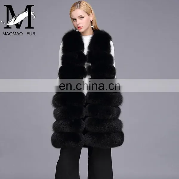 Ladies Wholesale Women Real Fox Fur Sleeveless Long Vest photo-6
