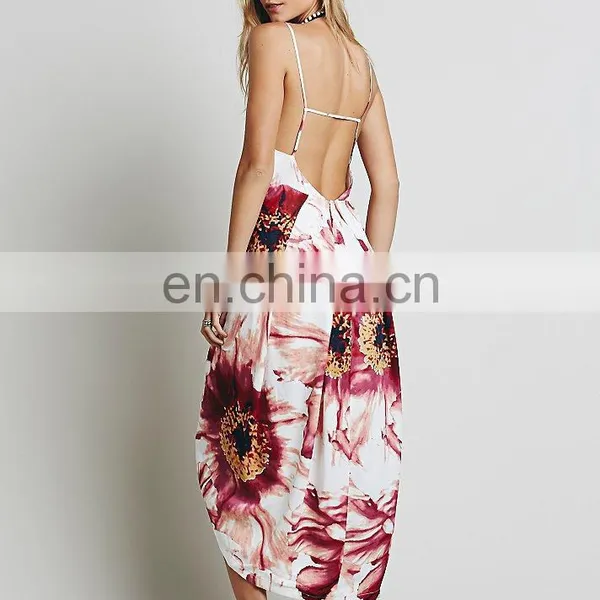 High Quality Deep v Neck Lady Print Dress for Summer photo-4